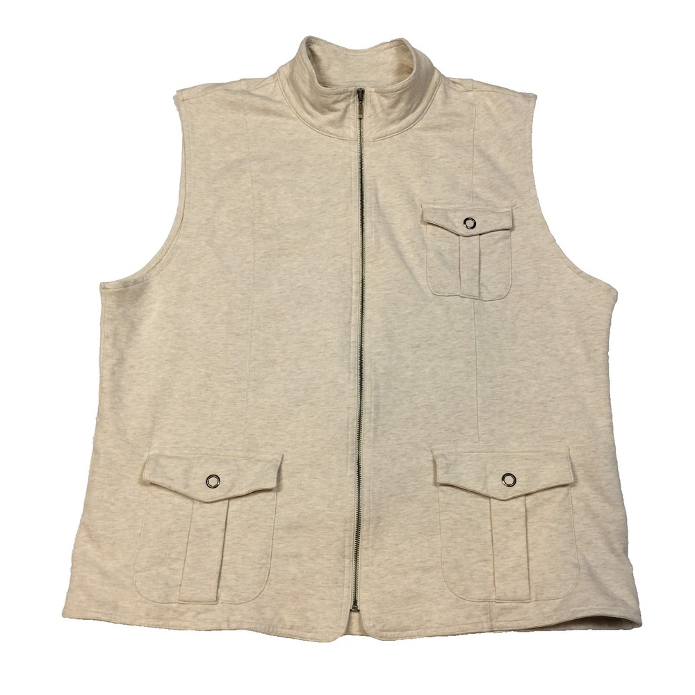 Classic Elements Knit Vest Womens XL Cream Classic Lagom Neutral Minimalist‎ Zip